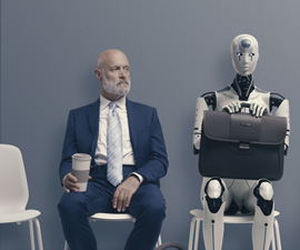 AI Robot Waiting for Interview