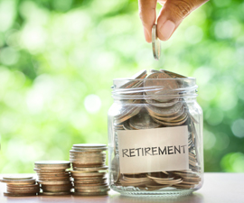Coins in Retirement Savings Jar
