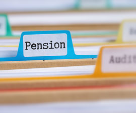 File folders with a tab labeled Pension