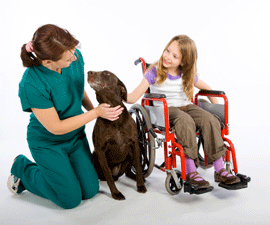 Nurse, Dog and Girl with Wheelchair